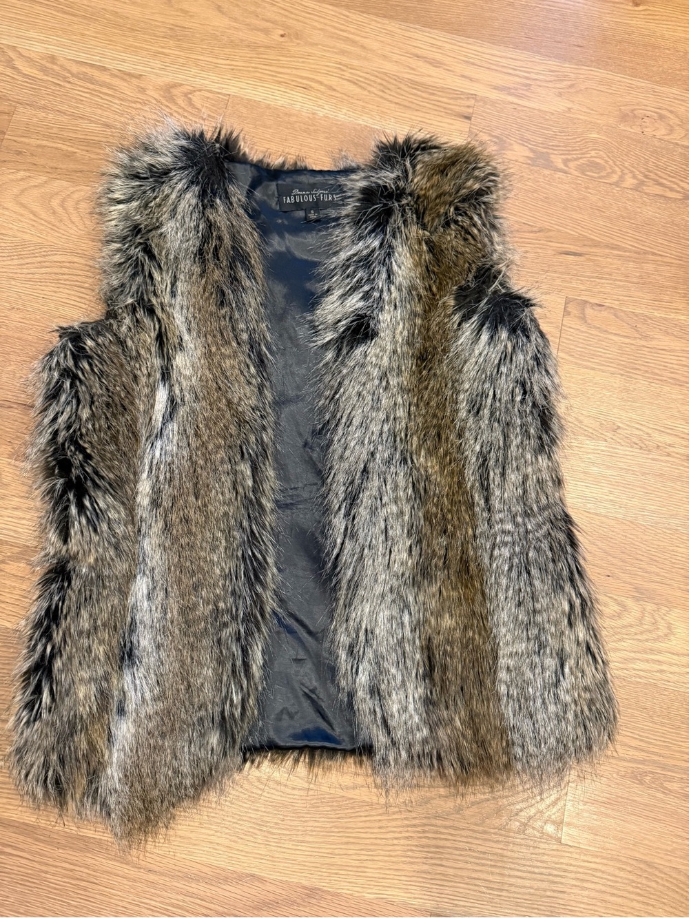 Fabulous Furs Faux Fur Vest in Brown and Gray